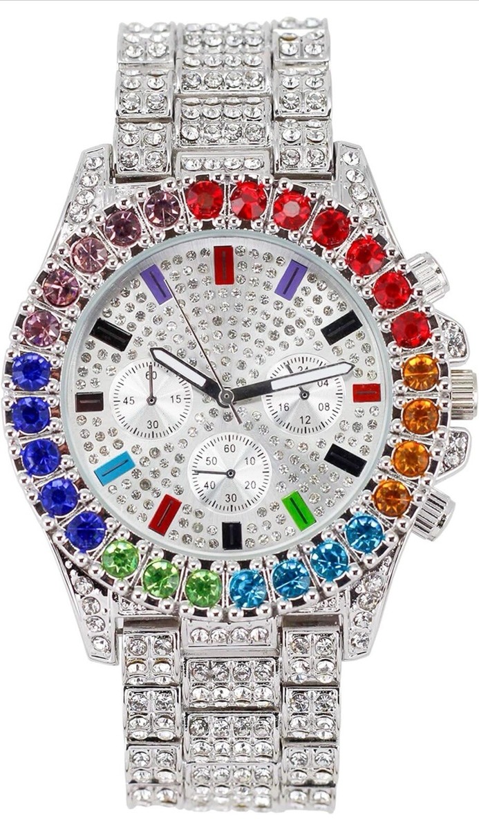 Iced Out Rainbow Luxury Watch
