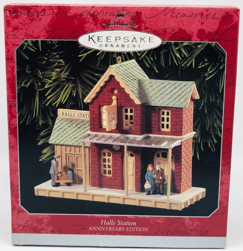 1998 Halls Station Hallmark Ornament Nostalgic Houses and Shops 25th