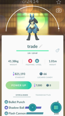Pokemon Trade GO - Lucario with 2nd move unlocked for PVP Ultra League