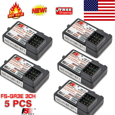 5X Flysky FS-GR3E AFHDS 3CH Receiver For RC Car FS-GT2 FS-GT3B FS-GT3C USA W8X5