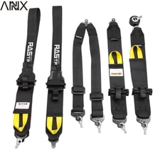 New RASTP 2" + 3"  6-Point Seat Belt Retractable Seat Belts Black Universal