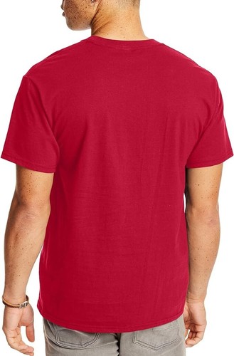 2pc - Hanes Men's Beefy-T-Shirt, Classic Heavyweight Cotton Crewneck Tee Red XXL - Picture 2 of 3