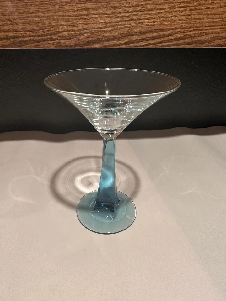 Cristal Martini Bombay Zafiro Geométrico Cuadrado Torcido Azul Tallo Cristal Foto 2 de 4