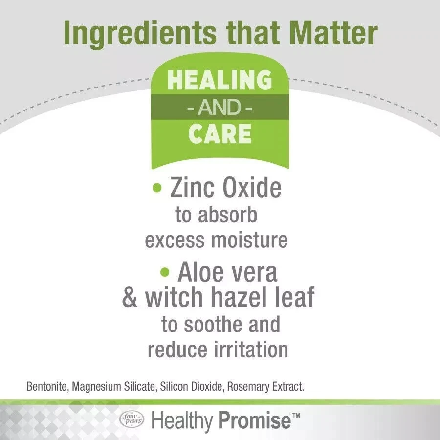 Four Paws Healthy Promise Ear Powder 1 oz com óxido de zinco e ALOE VERA. Cachorro gato - Imagem 2 de 3