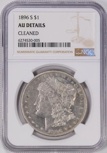 1896 S Morgan Silver Dollar $1 NGC AU Details