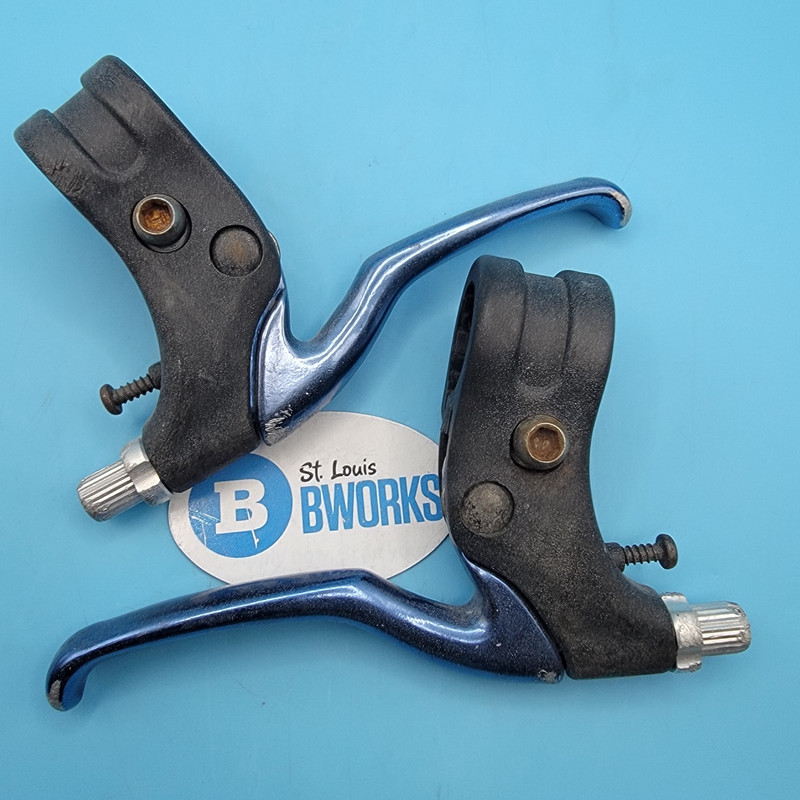 Old School BMX Bike Brake Lever Set Blue Anodized 22.2mm Clamp   d21