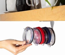 Tumbler Lid Organizer - Horizontal - Self-Adhesive Under-Cabinet Mount, Space-Sa