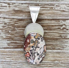 VINTAGE JAY KING DTR AGATE STERLING SILVER 925 PENDANT 2 SIDED SOUTHWEST