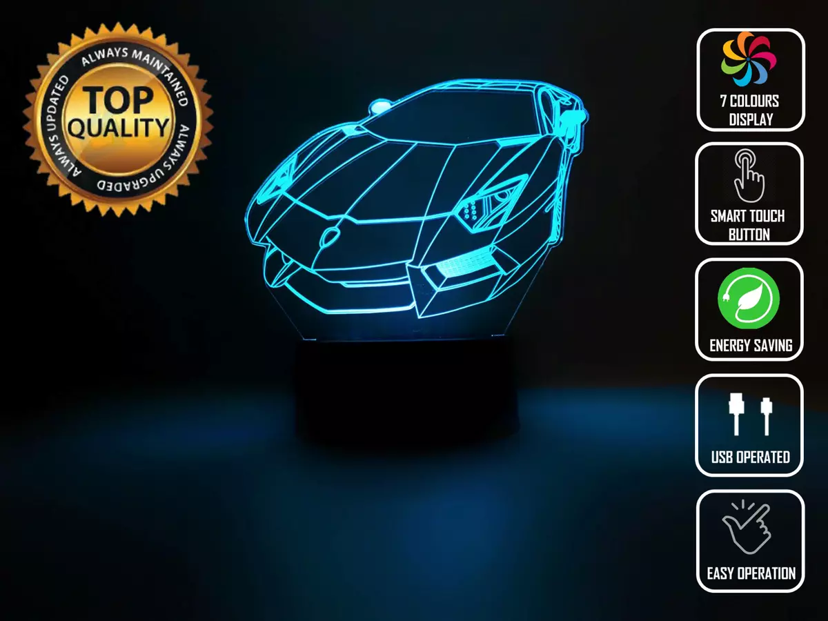 Lamborghini 3D LED Night Light 7 Color Changing Touch Switch Table Desk Lamp
