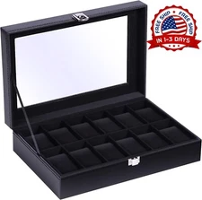 Caja para Relojes de Hombre Estuche para 12 Relojes Organizador Relojes Duradero