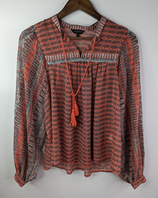 lucky brand printed peasant top