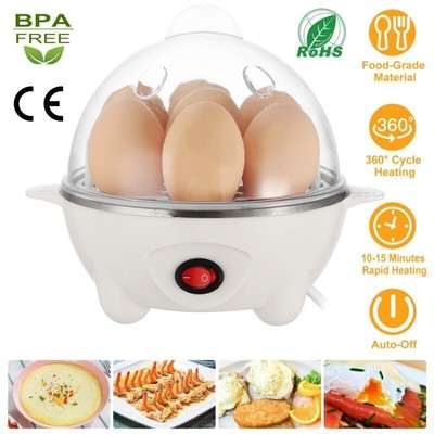 Electric Egg Cooker Boiler 7 Egg Steamer Non Stick Hard Boiled Auto-Off US