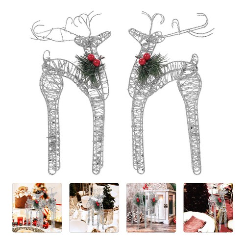 2 Pcs Rentier Skulptur Rentier Desktop Ornament Paar Rentier Ornament - Bild 5 von 12