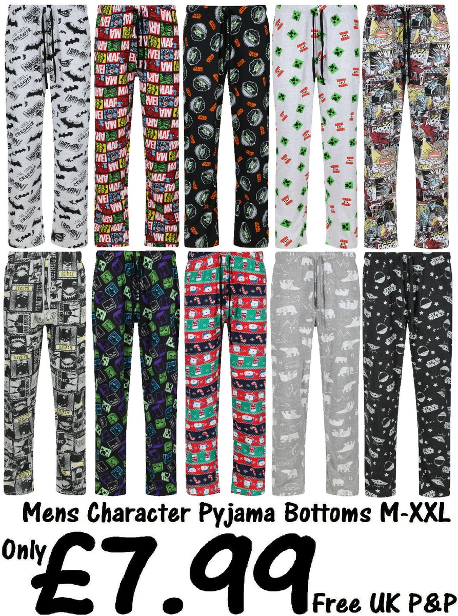 MENS CHARACTER PYJAMA BOTTOMS EX UK STORE PJ LOUNGE PANTS M-XXL 15 DESIGNS  NEW