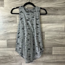 Modern Lux Womens Tank Top Gray Black Horoscope Sleeveless Crew Neck Racerback S
