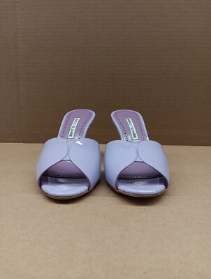 Manolo Blahnik Houramu 70MM Patent Verni Leather Mules- M Purple
