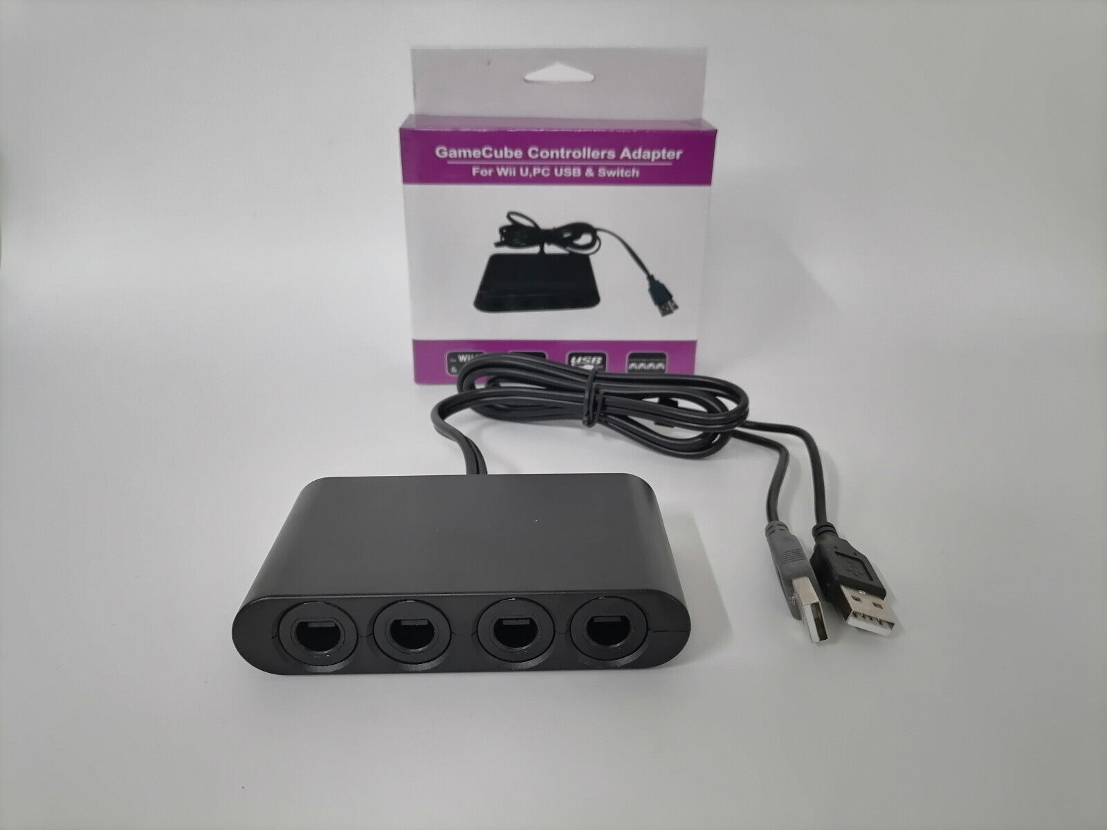 Adaptador Wii U / Pc / Switch Para Control Game Cube 4 Puertos ( Nintendo  Gc Gcn Swich Convertidor Conector Y ) + Regalo