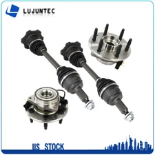 (4) For GMC Sierra 1500 2014-2018 4WD Front CV Axle Shaft + Wheel Hub Bearing