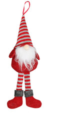 Christmas Plush Gnome Dangling Legs 10"  Red with Grey Accents BOGO