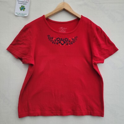 Carroll Reed T-Shirt Short Sleeve Women's XL Red Cotton Top