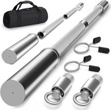 Upgraded 4Ft Barbell Bar for Strength Training - Fits 1"  2" Plates