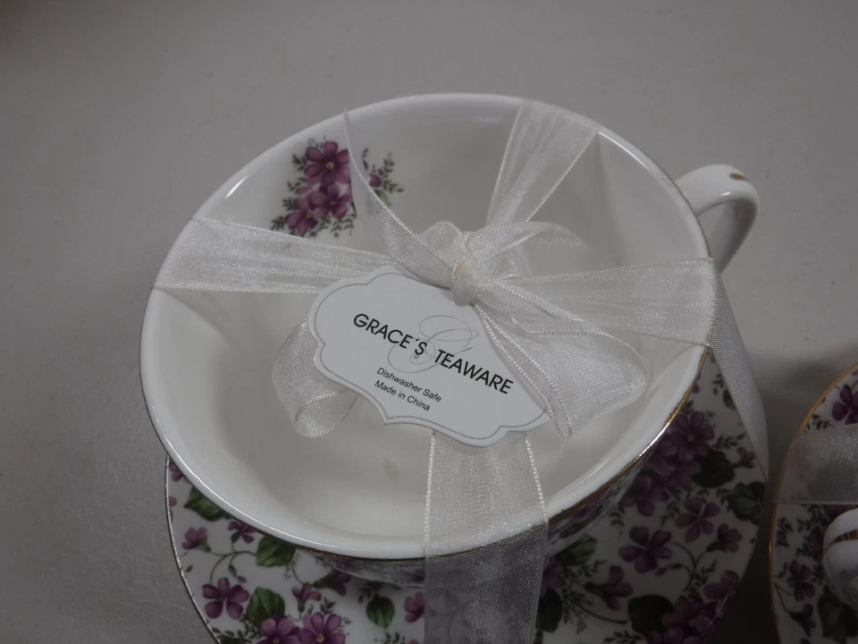 Juego de 2 tazas y platillos de sopa y sándwich o té/café Grace's Teaware Foto 3 de 4