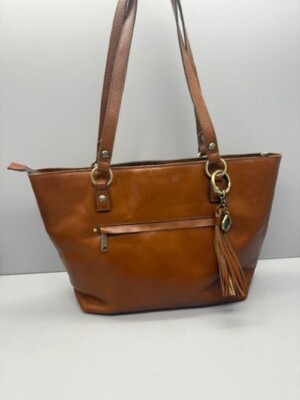Patricia Nash Tan Leather Alessano Tote Shoulder Bag Purse w/ Dust Bag