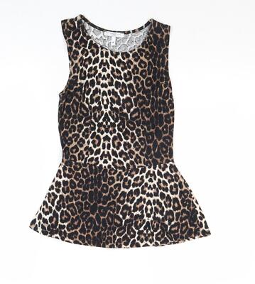 New Look Damen braun Tier Polyestermischung Tank Größe 8-Leopa