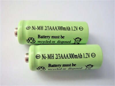 2x Akku Ni-MH 2/3AAA 300mAh 1,2V für SOLAR-Lampen Leuchten Micro AAA Akkus Deko