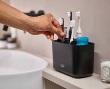 Joseph Joseph Bathroom Easy-Store Toothbrush Caddy, black