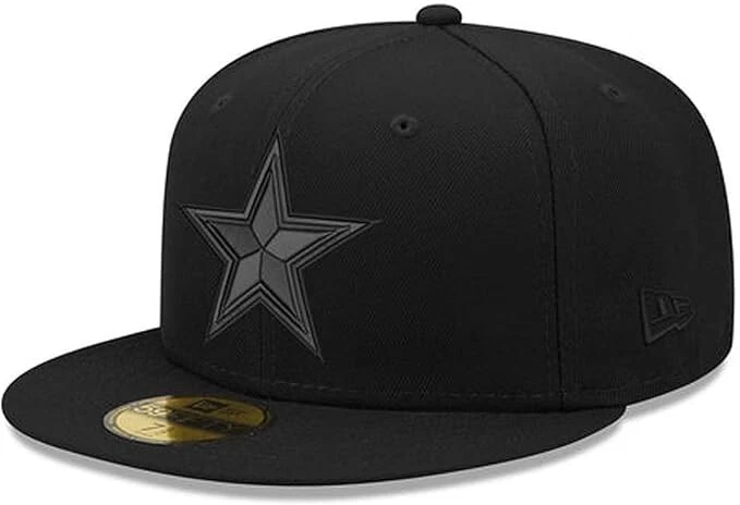 Authentic NWT New Era NFL Dallas Cowboys Black On Black 59Fifty Fitted Hat Cap