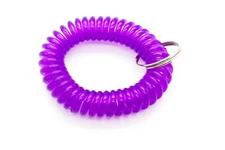 WHOLESALE 12 24 50 100 PCS SPIRAL WRIST COIL KEY CHAIN KEY RING HOLDER PURPLE