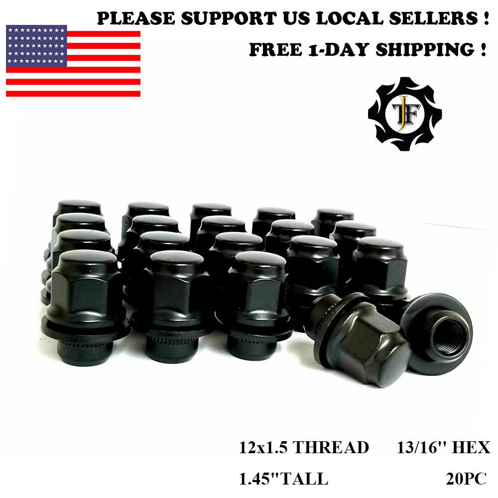 Set Of 20 Black OEM-Style Lug Nuts For Toyota, Lexus, Scion - M12x1.5 Mag Seat, Fits Alloy Wheels