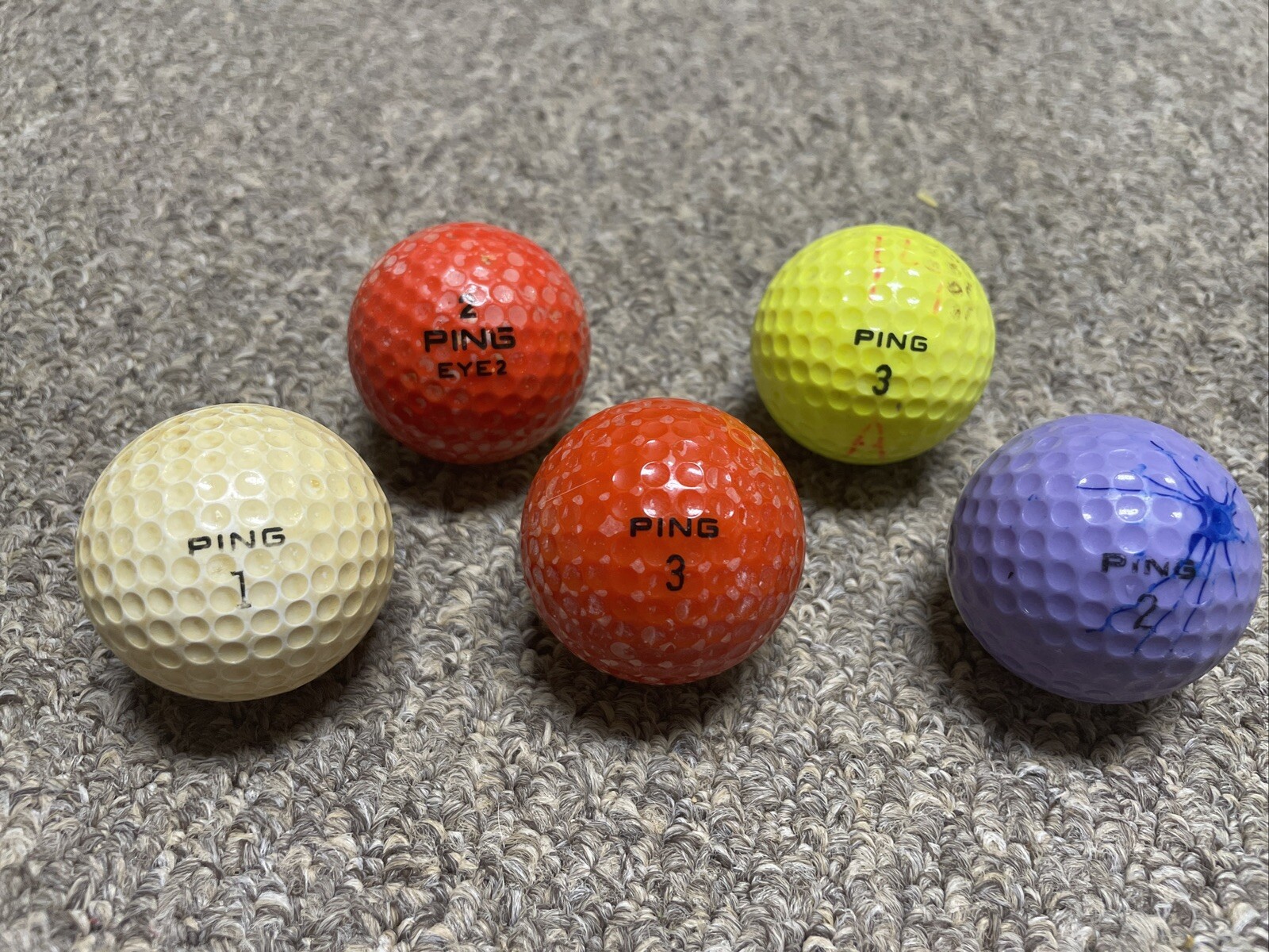 Lot of 5 Beat up ping golf balls eBay