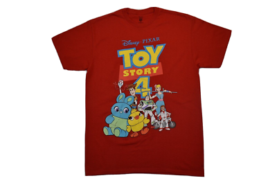 Disney Pixar Mens Toy Story 4 Cast of Characters Red Shirt New S