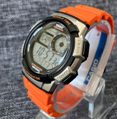 CASIO COLLECTION AE-1000W-4BV DIGITAL 4 ZEITZONEN 5 ALARME WR 100M BRANDNEU
