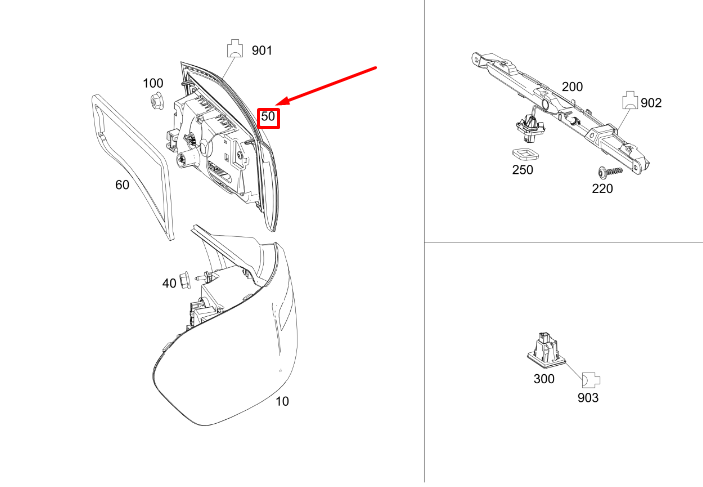 MERCEDES-BENZ GLB X247 Right Side Inner Taillight A2479064800