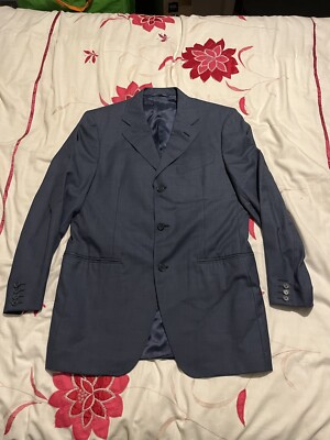 Canali Flannels Super 120 s Single Breasted Wool Blazer Jacket - Blue - Size 38R