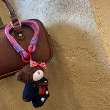 Teddy Bear Plush Bag Charms Cute Bear Plushie Toy Pearl Purse Keychain Accessory