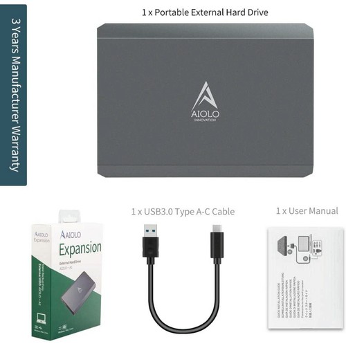 AIOLO 2,5" Disco rigido esterno portatile USB 3.0 HDD archiviazione per PC, Mac, laptop - Foto 5 di 12