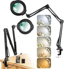 15X Magnifying Glass with Light, Stand  Clamp, Ultra Long 3-Section Swing Arm