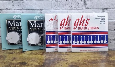LOT of 5 BOXES Tenor Banjo Strings Martin Vega & GHS 4 String Sets New - Image 1 of 4