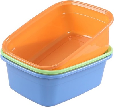 3-Pack Dish Pan Basin 14 Quart Plastic Wash Basins