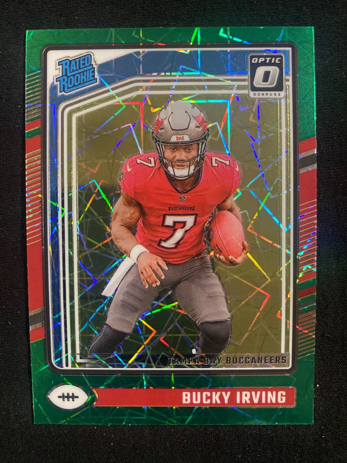 2024 Panini Optic #216 - Bucky Irving Rookie Green Velocity Prizm - Buccaneers