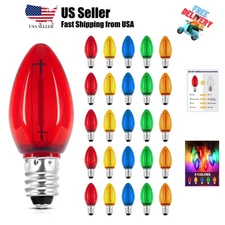 C7 Colored Light Bulbs, Led Night Light Bulbs Multicolor 25 Pack Outdoor Indo...