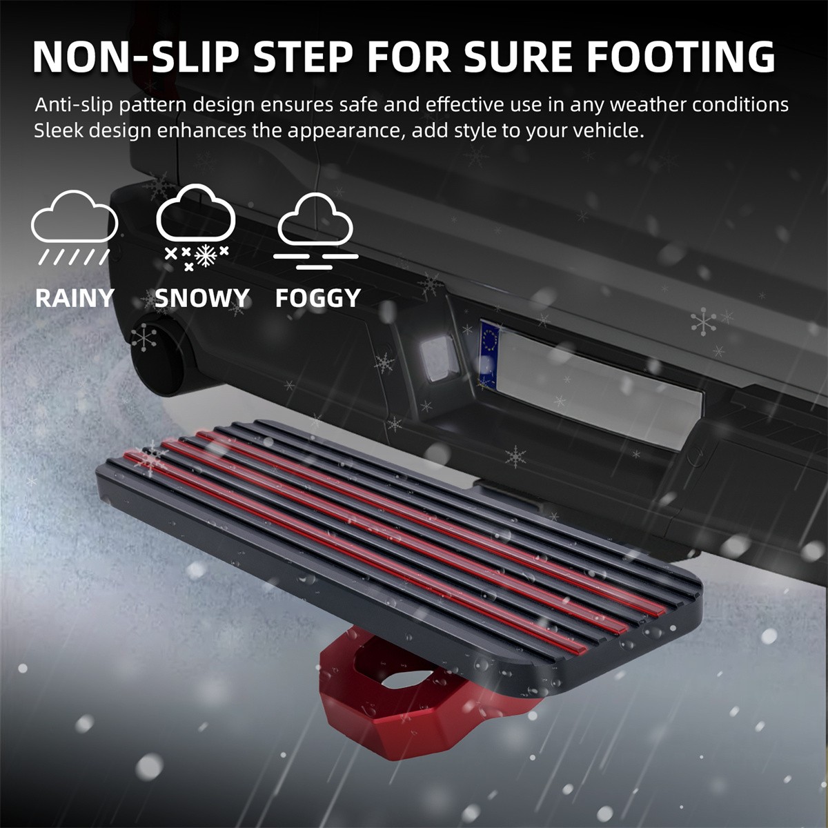 Universal 2" Receiver Tow Hitch Step for Trailer Truck Rear Bumper Guard Black