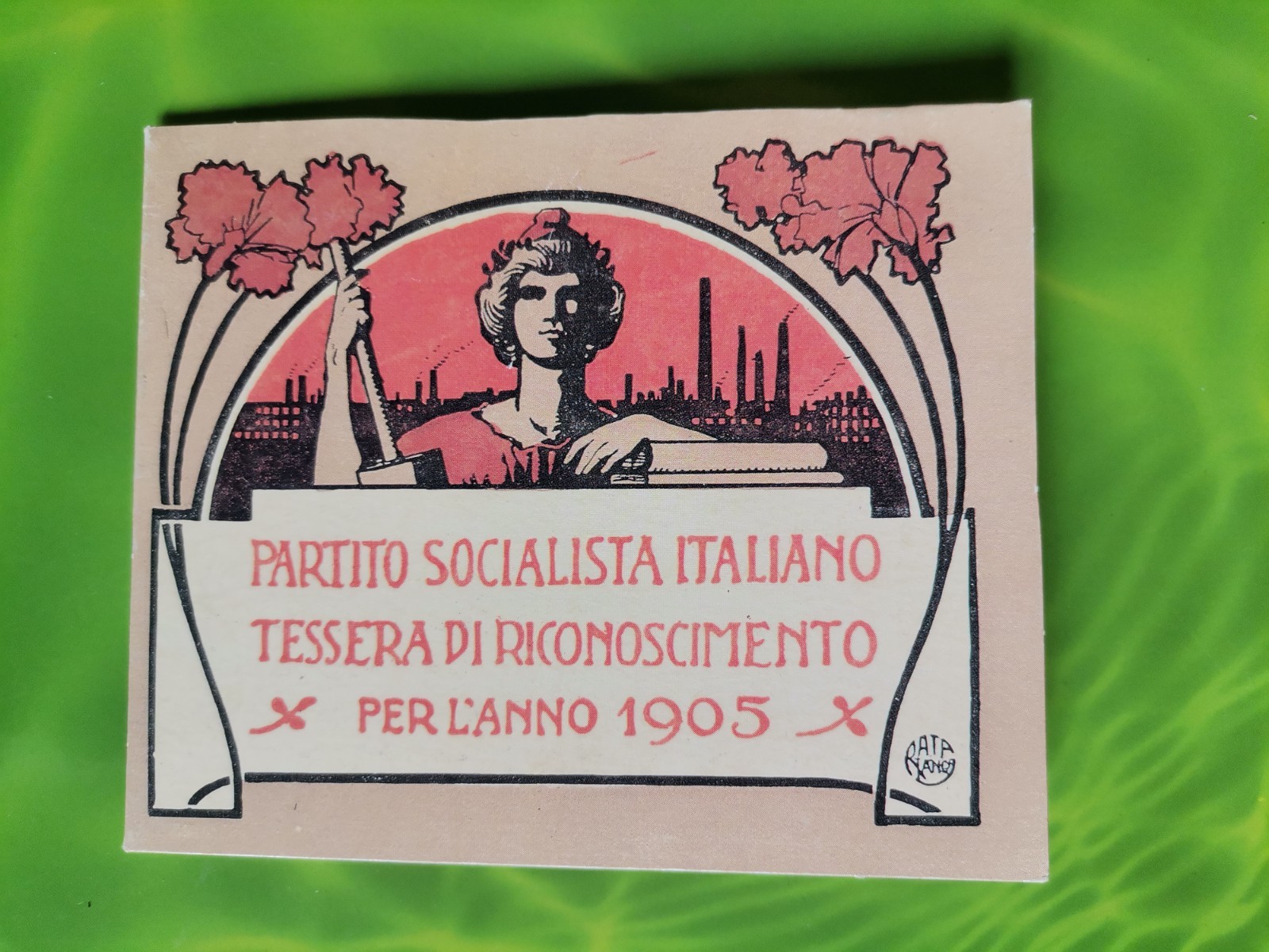 Bellissima tessera Partito Socialista Italiano anno 1905 REPLICA dell'originale