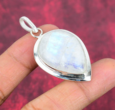 Rainbow Moonstone Gemstone Handmade 925 Sterling Silver Pendant Jewelry