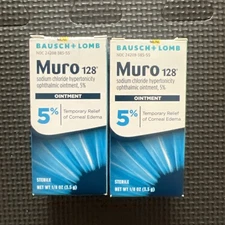 NEW Bausch & Lomb Muro 128 Ointment 5% Temporary Relief Sterile 1/8 oz Pack of 2