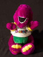 Vintage 1992 Dakin Barney Plush 13" Stuffed Dinosaur White T-Shirt